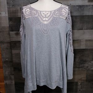 NWOT Kori Lace Detail Blouse~Grey~Size SMALL
